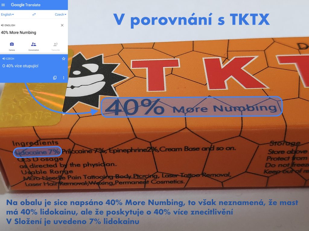 Anestetická TKTX mast Dermacain na tetování